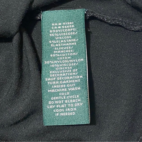 LAUREN RALPH LAUREN Womens Lace Bell Sleeve Blouse Top Medium Black NWT - Picture 6 of 9